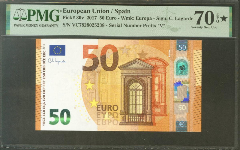 50 Euros. 4 de Abril de 2017. Firma Lagarde. Serie V (España) (Edifil 2017: 496A...