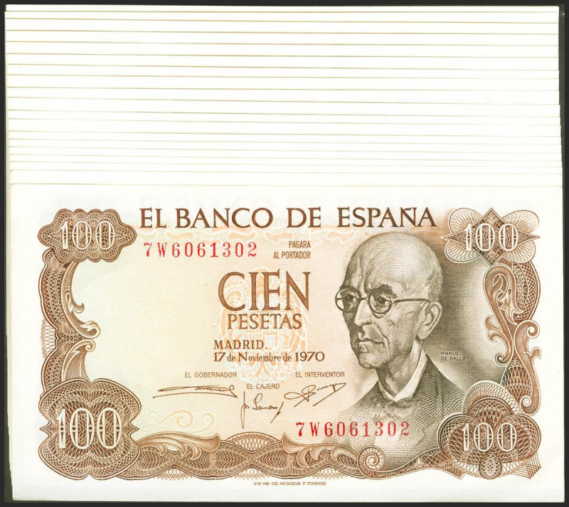 Conjunto de 20 billetes correlativos de 100 Pesetas emitidos el 17 de Noviembre ...