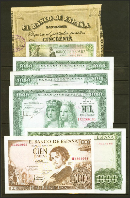 Interesante conjunto de más de 15 billetes del Banco de España, de diferentes em...