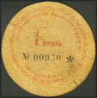 BELMONTE (CUENCA). 1 Peseta. (1937ca). (González: 966). Raro. MBC.