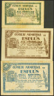 ESPLUS (HUESCA). 10 Céntimos, 50 Céntimos y 1 Peseta. 1 de Enero de 1938. (González: 2344, 2346, 2347). MBC.