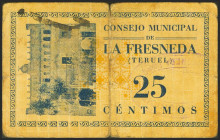 FRESNEDA (TERUEL). 25 Céntimos. (1937ca). (González: 2531). Muy raro. MBC-.