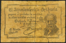 ORIHUELA (ALICANTE). 50 Céntimos. 1 de Febrero de 1937. Serie 1. (González: 3981). Raro. RC.