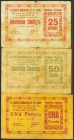 LA UNION (MURCIA). 25 Céntimos, 50 Céntimos y 1 Peseta. Junio 1937. (González: 5220, 5221, 5224). BC.