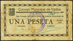 UTRILLAS (TERUEL). 1 Peseta. (1937ca). (González: 5253). Inusual. BC.