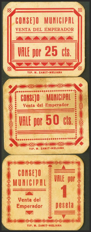 VENTA DEL EMPERADOR. 25 Céntimos, 50 Cénitmos y 1 Peseta. (1937ca). (González: 5...