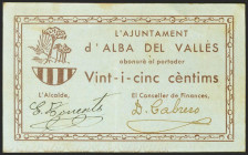 ALBA DEL VALLES (BARCELONA). 25 Céntimos. 1937. (González: 6086). Raro. EBC-.