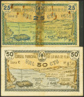 FLIX (TARRAGONA). 25 Céntimos y 50 Céntimos. 19 de Junio de 1937. Series D y C, respectivamente. (González: 7886/87). Serie completa. MBC.