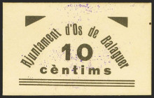 OS DE BALAGUER (LERIDA). 10 Céntimos. (1937ca). (González: 9056). Muy raro. EBC.