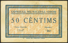 OSOR (GERONA). 50 Céntimos. (1937ca). (González: 9059). Raro. MBC.