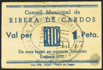 RIBERA DE CARDOS (LERIDA). 1 Peseta. 1937. (González: 9616). Raro. EBC.