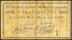 SOLIVELLA (TARRAGONA). 50 Céntimos. 2 de Mayo de 1937. (González: 10026). BC.