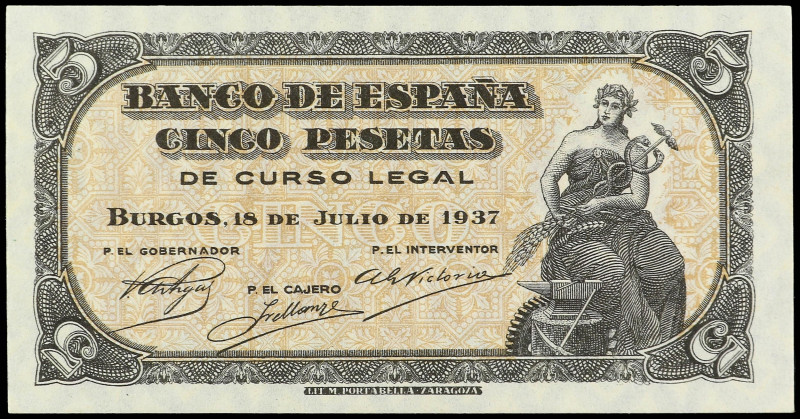 Estado Español
5 Pesetas. 18 julio 1937. Portabella. Serie C. Ed-424a. SC-.