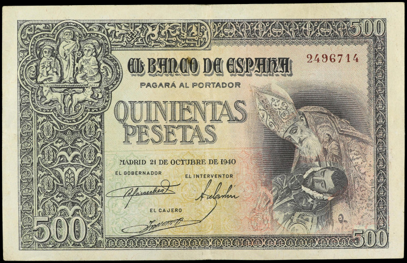 Estado Español
500 Pesetas. 21 Octubre 1940. Entierro del Conde Orgaz. (Algo su...