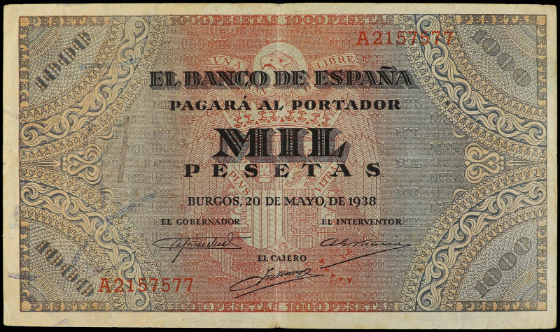 Estado Español
1.000 Pesetas. 20 Mayo 1938. Púlpito de San Agustín. (pequeñas r...