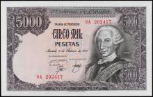 Juan Carlos I
5.000 Pesetas. 6 Febrero 1976. Carlos III. Serie sustitutiva 9A. (Leves arruguitas). Ed-475b. EBC+.