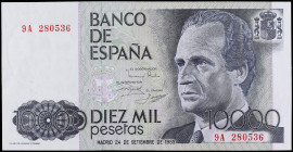 Juan Carlos I
10.000 Pesetas. 24 Septiembre 1985. Juan Carlos I. Serie numeración especial 9A. Ed-481b. EBC-.