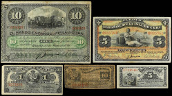 Overseas Banknotes
Lote 5 billetes 5 y 10 Centavos y 1, 5 y 10 Pesos. 1883 a 1896. BANCO ESPAÑOL DE LA ISLA DE CUBA. Los 10 Centavos del Banco Españo...