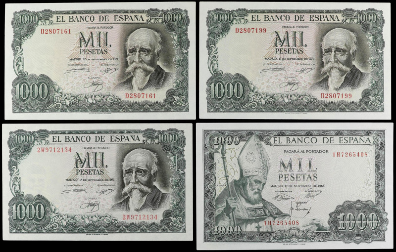 Spanish Banknotes Lots
Lote 4 billetes 1.000 Pesetas (4). 1965 y 1971. 1965 San...