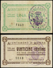 World Banknotes
Lote 2 billetes 25 Cèntims y 1 Pesseta. 1937. Aj. d´ ABRERA. AT-1, 2. MBC+.