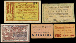 World Banknotes
Lote 6 billetes 5, 10, 20, 50 Cèntims (2) y 1 Pesseta. Abril y Març 1937. Aj. d´ AGRAMUNT. Diferentes. 5 y 10 Cèntims ESCASOS. A EXAM...