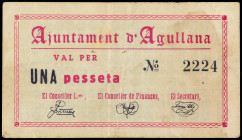 World Banknotes
1 Pesseta. Aj. d´ AGULLANA. (Manchitas). MUY ESCASO. AT-17. MBC+.