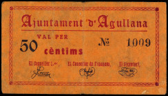 World Banknotes
50 Cèntims. Aj. d´ AGULLANA. MUY ESCASO. AT-18. MBC+.