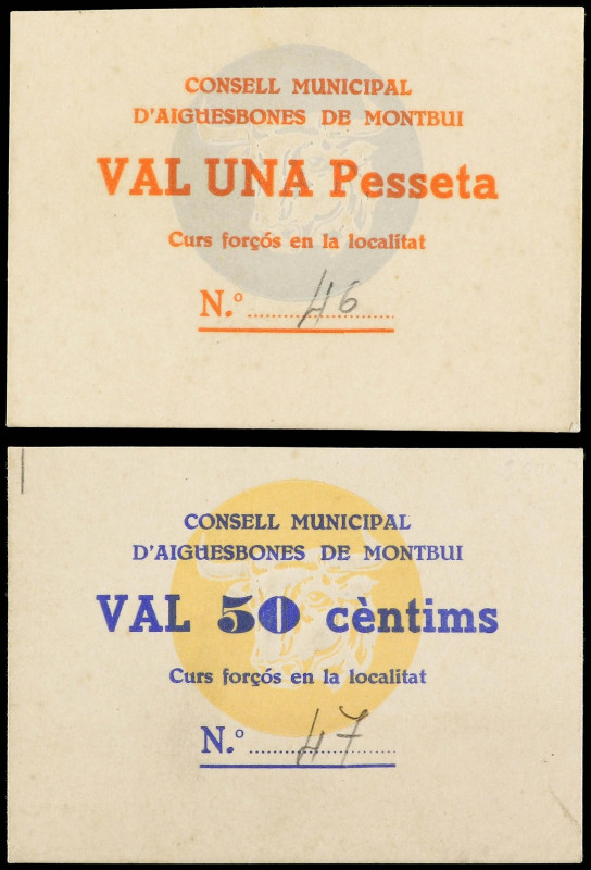 World Banknotes
Lote 2 billetes 50 Cèntims y 1 Pesseta. C.M. d´ AIGÜESBONES DE ...