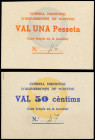 World Banknotes
Lote 2 billetes 50 Cèntims y 1 Pesseta. C.M. d´ AIGÜESBONES DE MONTBUI. Cartulina. MUY ESCASO. AT-27, 28. SC.