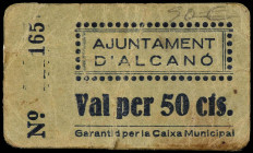 World Banknotes
50 Cèntims. Aj. d´ ALCANÓ. Cartón. Con sello y firma. (Pequeñas roturas). RARO. AT-77. MBC-.