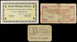 World Banknotes
Lote 3 billetes 25, 50 Cèntims y 1 Pesseta. Sin fecha y 11 Juny 1937. C.M. d´ ALCOVER. A EXAMINAR. 25 Cts. ESCASO. AT-85/87. MBC- a S...