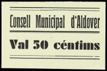 World Banknotes
50 Cèntims. C.M. d´ALDOVER. Cartón. Tampón al dorso. MUY RARO Y MÁS EN ESTA CALIDAD. AT-89. SC.