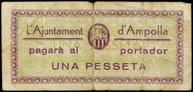 World Banknotes
1 Pesseta. Setembre 1937. Aj. d´ AMPOLLA. (Roturas). MUY ESCASO. AT-151. BC+.