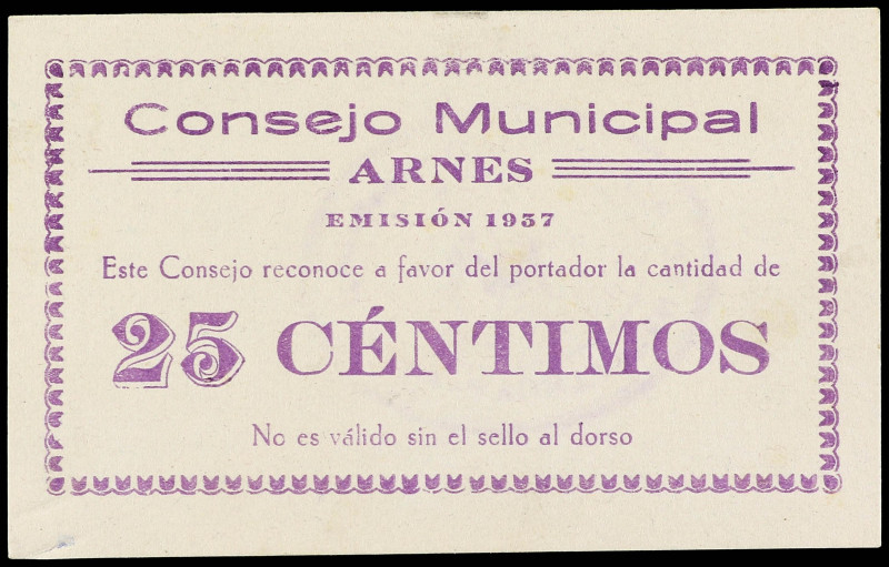 World Banknotes
25 Céntimos. 1937. C.M d´ ARNES. Escrito en castellano. Al dors...