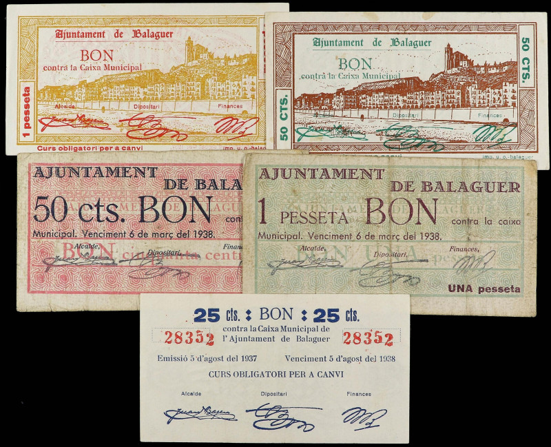 World Banknotes
Lote 5 billetes 25 y 50 Cèntims (2) y 1 Pesseta (2). Març y Ago...