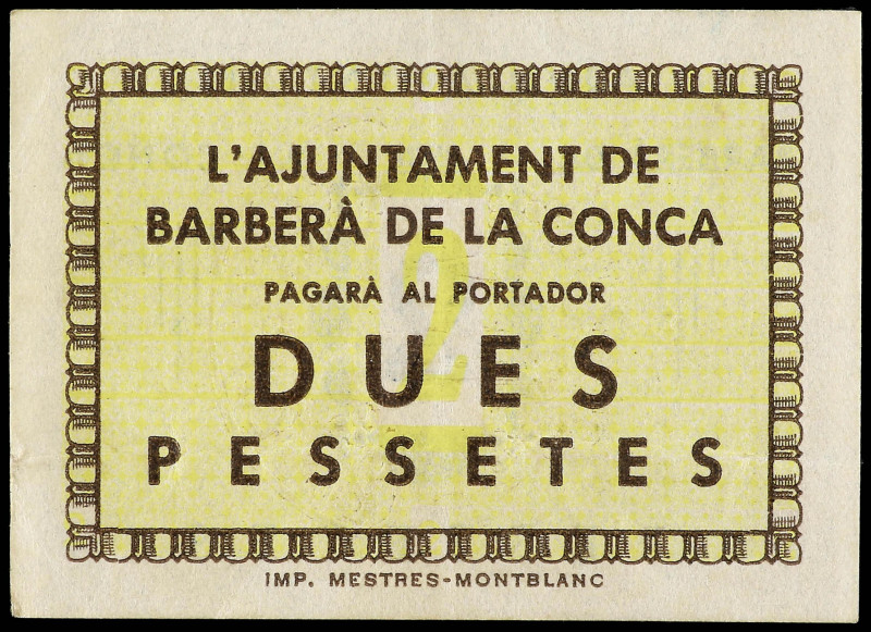 World Banknotes
2 Pessetes. Aj. de BARBERÀ DE LA CONCA. AT-298. MBC+.