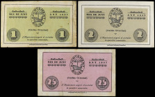 Catalonia
Lote 3 billetes 25, 50 Cèntims y 1 Pesseta. Juny 1937. Aj. de BIGUES. AT-436/438. MBC+ a EBC+.