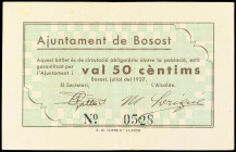 Catalonia
50 Cèntims. Juliol 1937. Aj. de BOSOST. RARO. AT-508. EBC-.