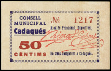 Catalonia
50 Cèntims. C.M. de CADAQUÉS. RARO. AT-570. EBC.