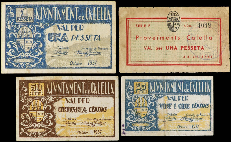 Catalonia
Lote 4 billetes 25, 50 Cèntims y 1 Pesseta (2). ´ Octubre 1937. Aj. d...