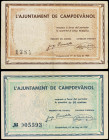 Catalonia
Lote 2 billetes 50 Cèntims y 1 Pesseta. Juny 1937. Aj. de CAMPDEVÀNOL. AT-624/25. MBC+ y EBC-.