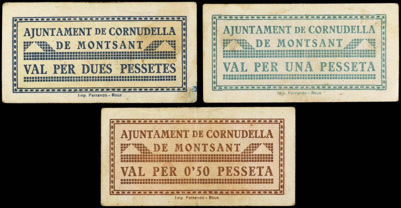 Catalonia
Lote 3 billetes 0´ 50, 1 y 2 Pessetes. Aj. de CORNUDELLA DE MONTSANT....