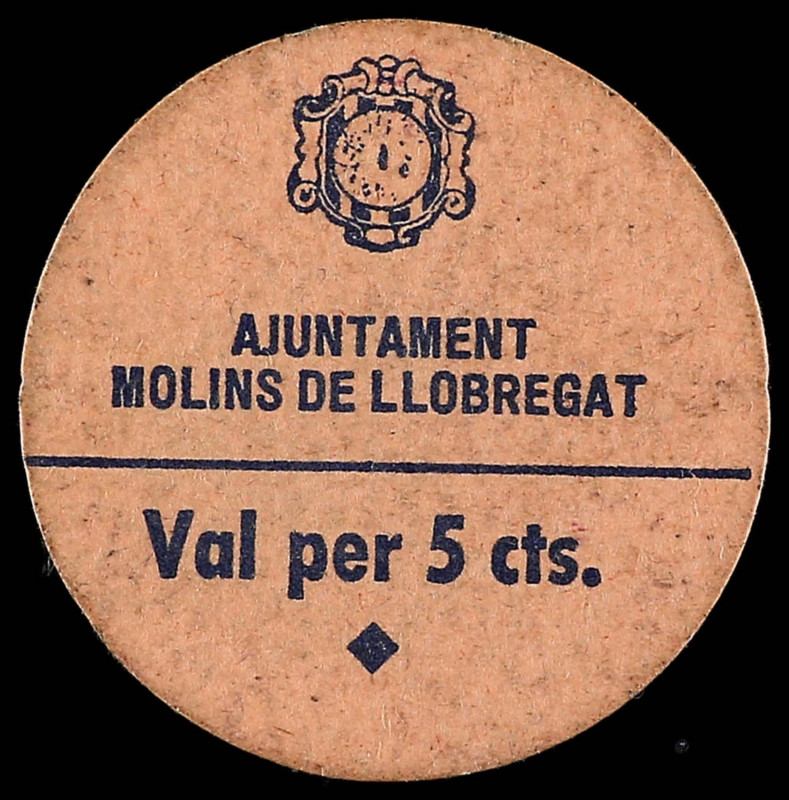 Catalonia
5 Cèntims. Aj. de MOLINS DE LLOBREGAT. Cartón. AT-1511a. EBC.