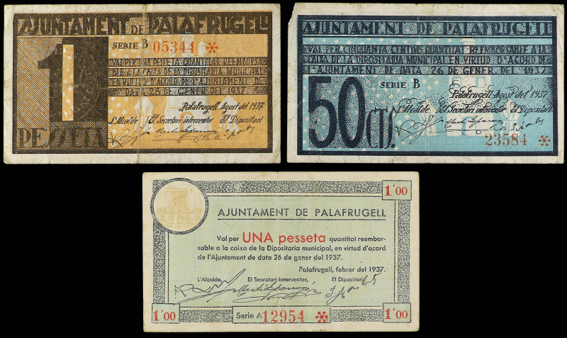 Catalonia
Lote 3 billetes 50 Cèntims y 1 Pesseta (2). Febrer 1937 y 1 Agost 193...