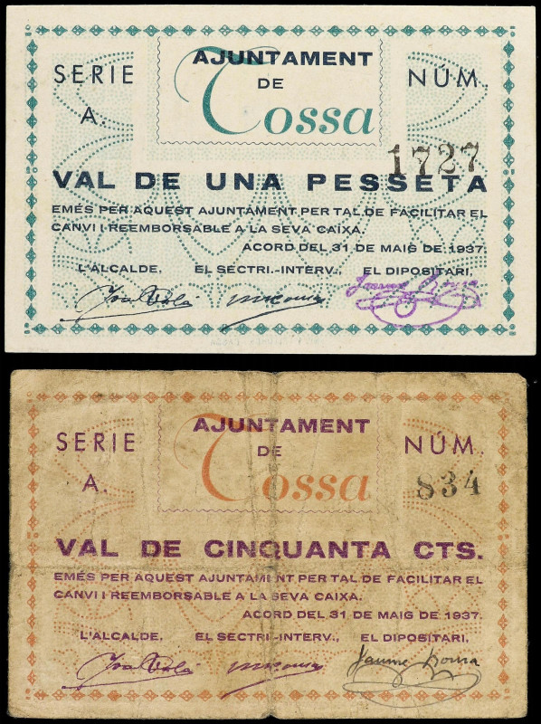 Catalonia
Lote de 2 billetes de 25 Cèntims y 1 Pesseta. Aj. de TOSSA. AT-2586/8...