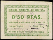 Aragon
0, 50 Pesetas. 16 Mayo 1937. C.M. de BOLTAÑA (Huesca). MUY ESCASO. RGH-1273. MBC.