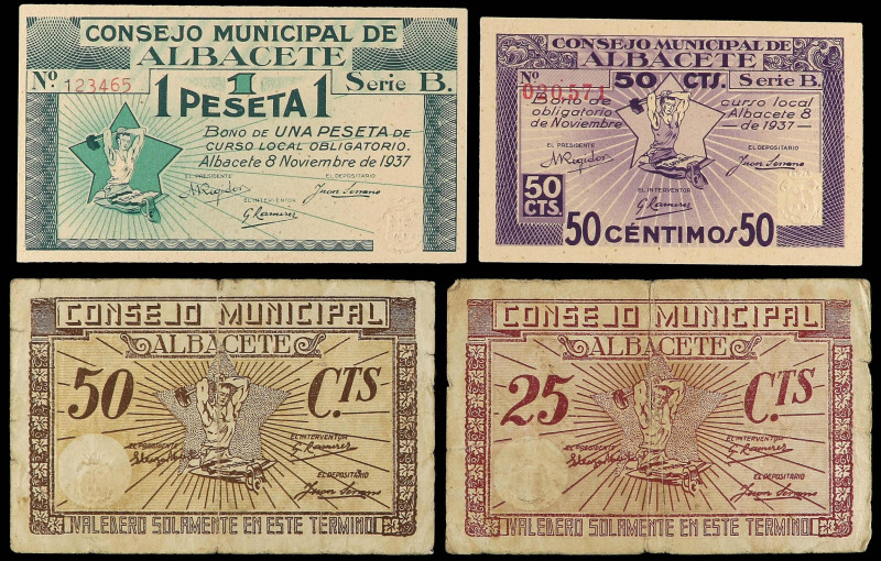 Castilla - La Mancha
Lote 4 billetes 25 y 50 Céntimos (2) y 1 Peseta. C.M de AL...