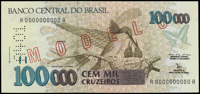 World Banknotes
Specimen 100.000 Cruzeiros. (1992-1993). BRASIL. Con sobrecarga...