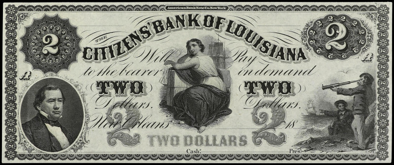 World Banknotes
2 Dollars. 2 Septiembre 18(.). ESTADOS UNIDOS. NEW ORLEANS. CIT...