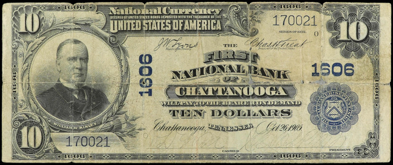 World Banknotes
10 Dollars. 1905. ESTADOS UNIDOS. FIRST NATIONAL BANK OF CHATTA...